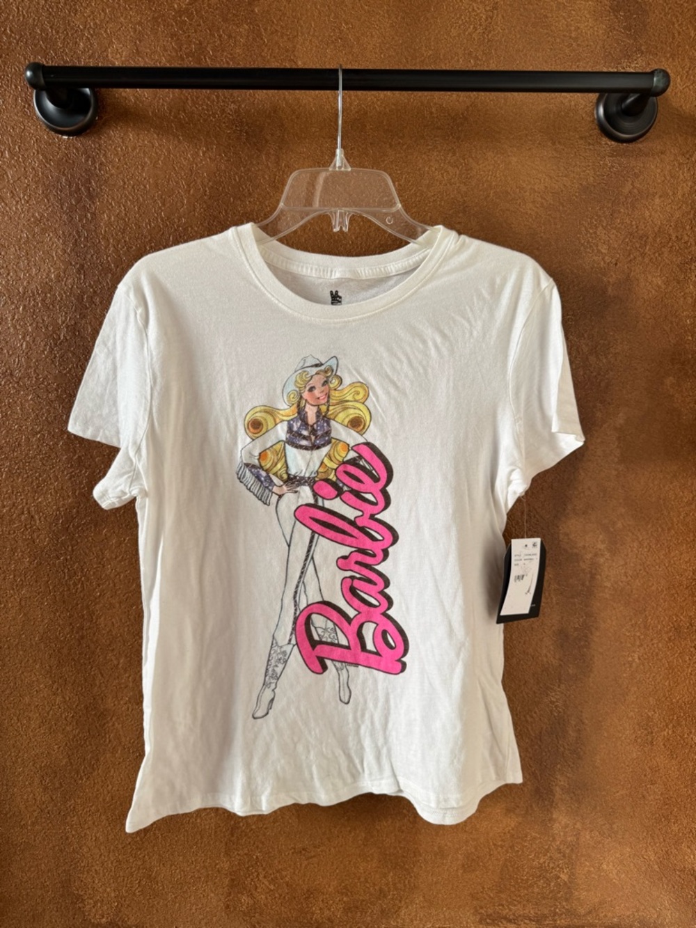 Junk Food Clothing Western Cowgirl Barbie White Crew Neck Graphic T-Shirt Size S - Picture 9 of 14
